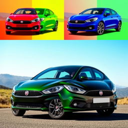 A vibrant display of a Fiat Bravo GT, showcasing its sleek 3-door design