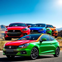 A vibrant display of a Fiat Bravo GT, showcasing its sleek 3-door design