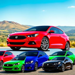 A vibrant display of a Fiat Bravo GT, showcasing its sleek 3-door design