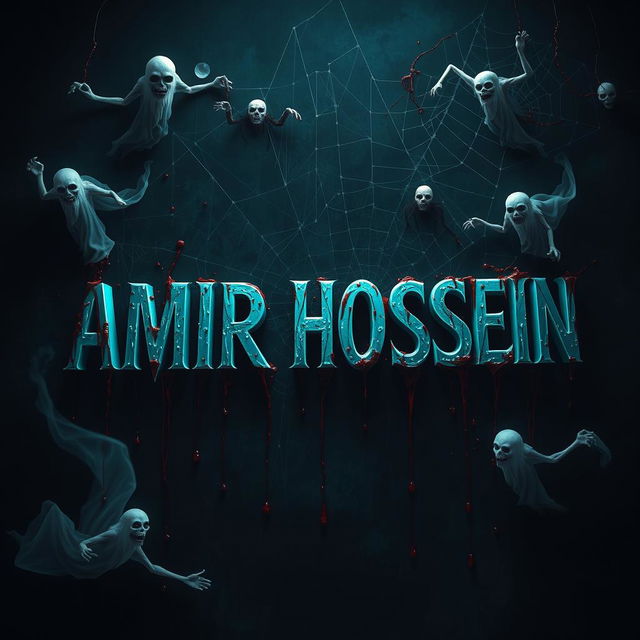 The name 'AMIR HOSSEIN' rendered ominously on a dark, eerie background