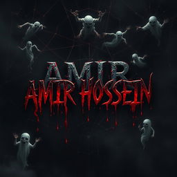 The name 'AMIR HOSSEIN' rendered ominously on a dark, eerie background
