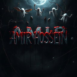 The name 'AMIR HOSSEIN' rendered ominously on a dark, eerie background