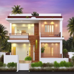 A luxurious, 50x50 ft 2nd floor apartment with 2 bedrooms; each having its own attached bathroom. It features an open kitchen room and an alluring temple in the front. The front of the home is adorned with a continuous balcony.