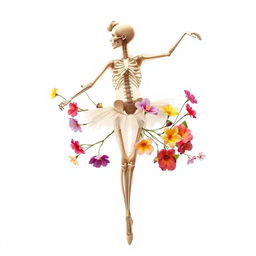 A graceful ballerina in motion, rendered in a transparent anatomical style showcasing her detailed skeleton and muscles