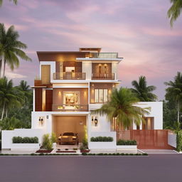 Design a 50x50 ft luxurious 2nd floor apartment with 2 bedrooms and attached bathrooms, an open kitchen, and a wide balcony. A beautiful temple is positioned in the front, enhancing the overall aesthetic.