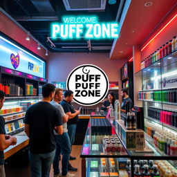 Welcome to Puff Zone, a vibrant and stylish vaping shop showcasing a wide variety of the latest vape products, from sleek vape pens to colorful e-liquids