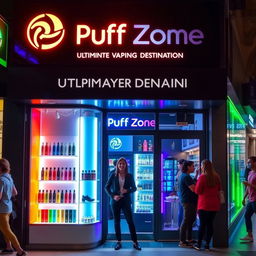 A vibrant and inviting storefront for Puff Zone, an ultimate vaping destination