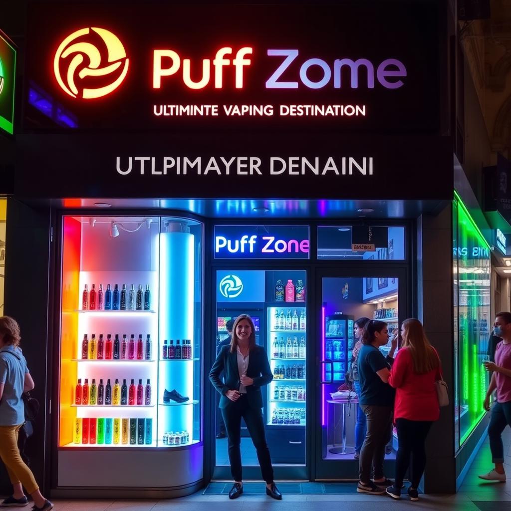 A vibrant and inviting storefront for Puff Zone, an ultimate vaping destination