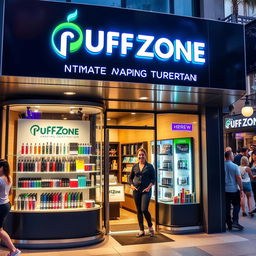 A vibrant and inviting storefront for Puff Zone, an ultimate vaping destination
