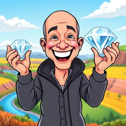 A cartoon illustration of Jeff Bezos, depicted in a playful and exaggerated vector style
