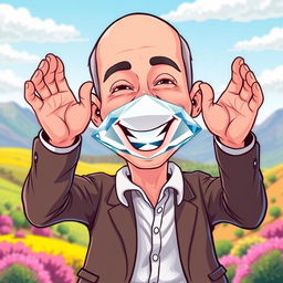 A cartoon illustration of Jeff Bezos, depicted in a playful and exaggerated vector style