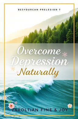 A motivational and uplifting book cover design titled 'Overcome Depression Naturally: Your Ultimate Guide to Wellness and Joy'