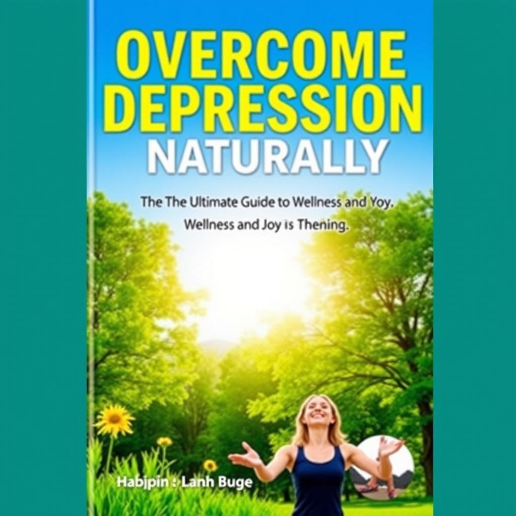 An inspiring and informative book cover titled 'Overcome Depression Naturally: Your Ultimate Guide to Wellness and Joy'