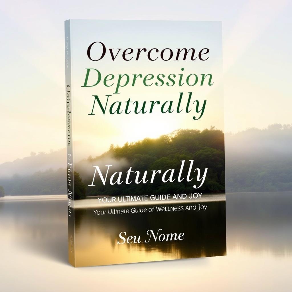 A visually engaging book cover design titled 'Overcome Depression Naturally: Your Ultimate Guide to Wellness and Joy'