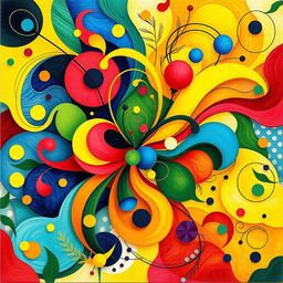 An artistic representation of a vibrant and colorful abstract design that amalgamates various shapes and patterns