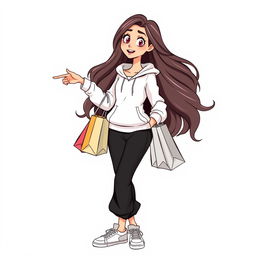 A tall and beautiful cartoon model with long hair, set against a white background