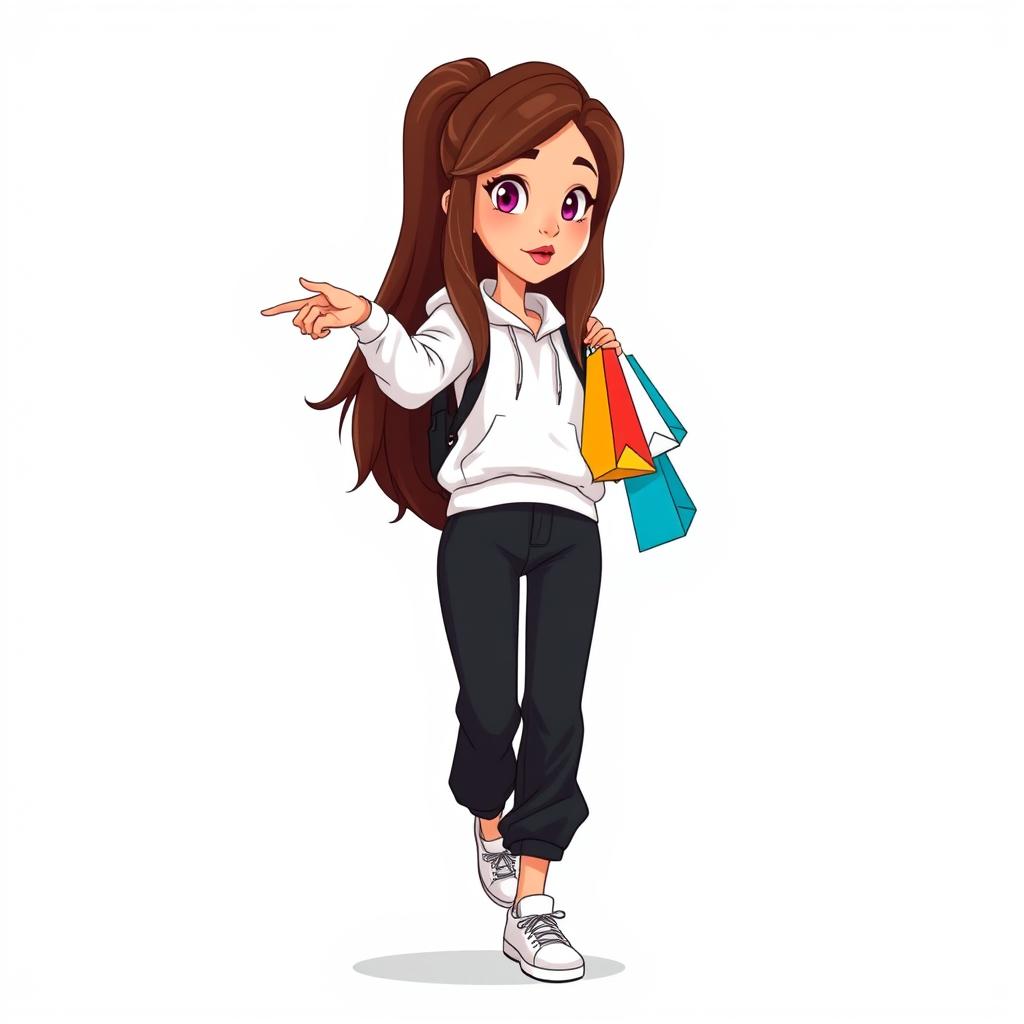 A tall and beautiful cartoon model with long hair, set against a white background