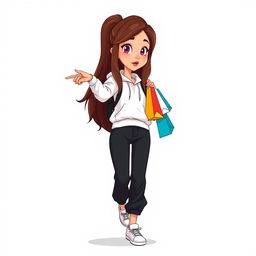 A tall and beautiful cartoon model with long hair, set against a white background