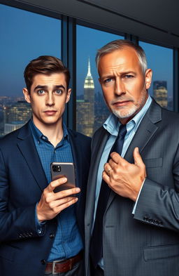 Two men highlighted, one young and one more mature, representing Gabriel and Alexander