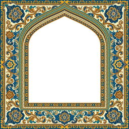 A beautiful digital postcard background inspired by the city of Isfahan, Iran, featuring intricate Persian tile patterns and architectural elements