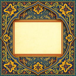 A beautiful digital postcard background inspired by the city of Isfahan, Iran, featuring intricate Persian tile patterns and architectural elements