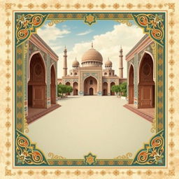 A beautifully designed digital postcard background inspired by the stunning architecture and landscapes of Isfahan, Iran