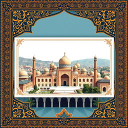 A beautifully designed digital postcard background inspired by the stunning architecture and landscapes of Isfahan, Iran