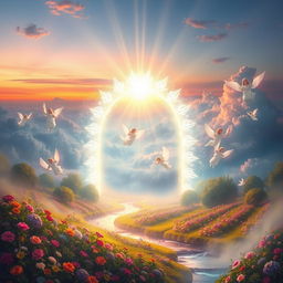 A captivating and ethereal representation of the afterlife, inspired by various cultural interpretations