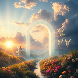 A captivating and ethereal representation of the afterlife, inspired by various cultural interpretations