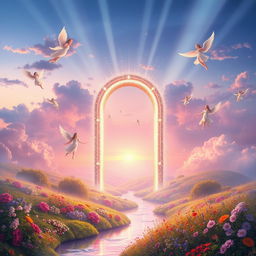 A captivating and ethereal representation of the afterlife, inspired by various cultural interpretations