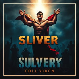 A striking album cover depicting the theme of human slavery civilization juxtaposed with a superhuman savior