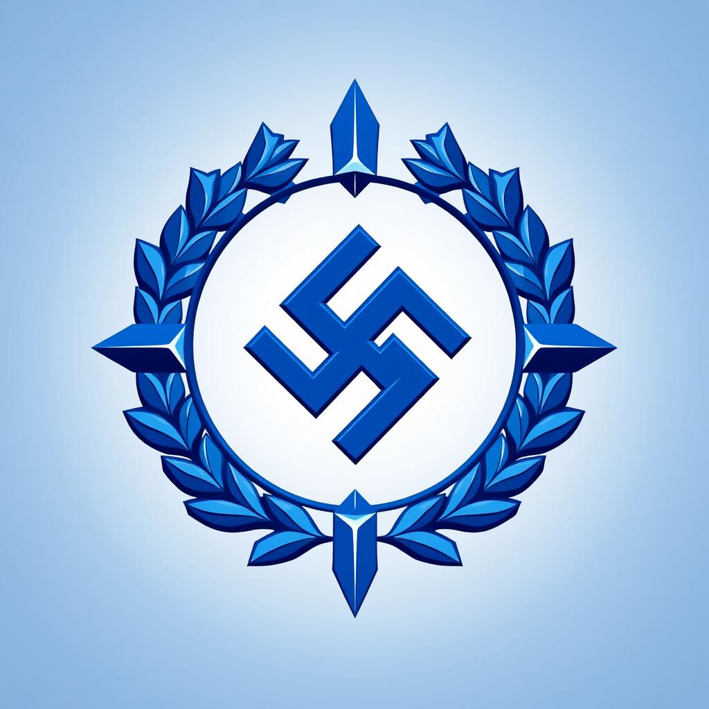 A striking interpretation of the Nazi emblem designed in a bold blue color