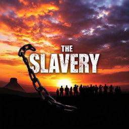 A powerful album cover depicting a thematic representation of human civilization intertwined with the history of slavery