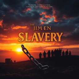 A powerful album cover depicting a thematic representation of human civilization intertwined with the history of slavery