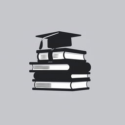 A 2D logo design featuring a stack of black and white books, styled in a minimalist and clean fashion