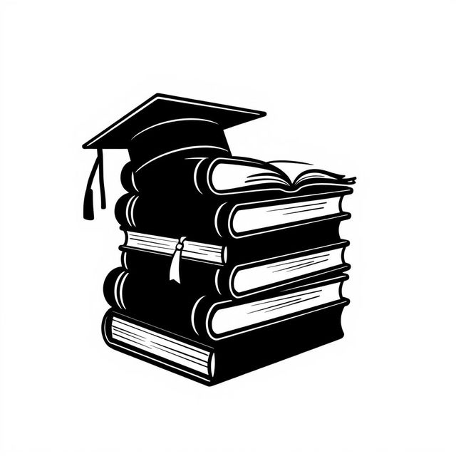 A 2D logo design featuring a stack of black and white books, styled in a minimalist and clean fashion