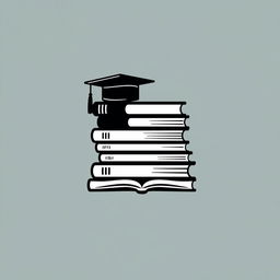 A 2D logo design featuring a stack of black and white books, styled in a minimalist and clean fashion