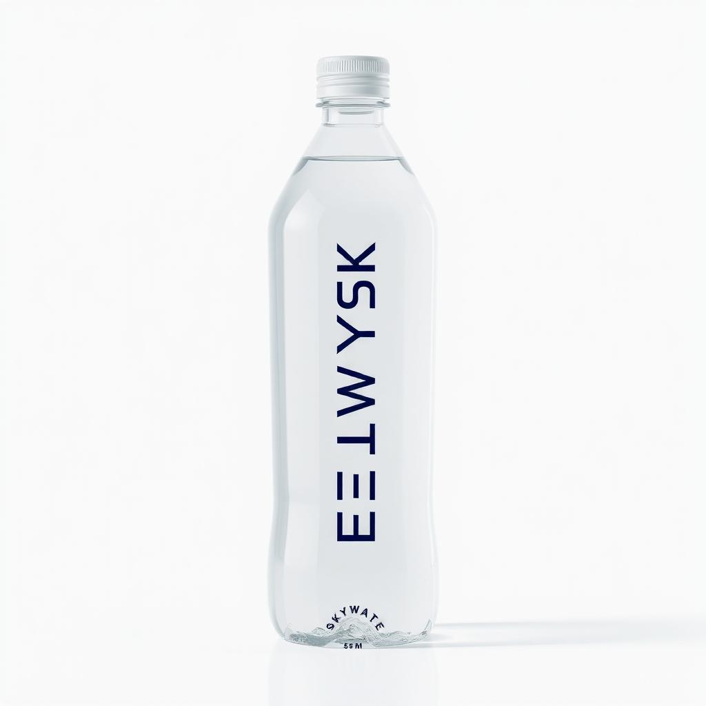 A clear, transparent water bottle with a sleek, smooth design