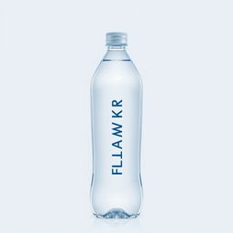 A clear, transparent water bottle with a sleek, smooth design