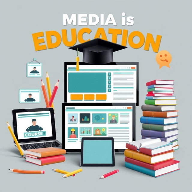 An informative and visually engaging display representing the role of media in education