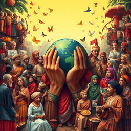 A richly detailed visual representation showcasing the diversity of cultures and communities through media