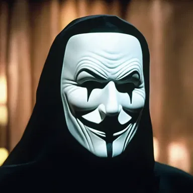 In the horror movie, the villain's mask was made from a creepy-looking acetate rayon fabric.