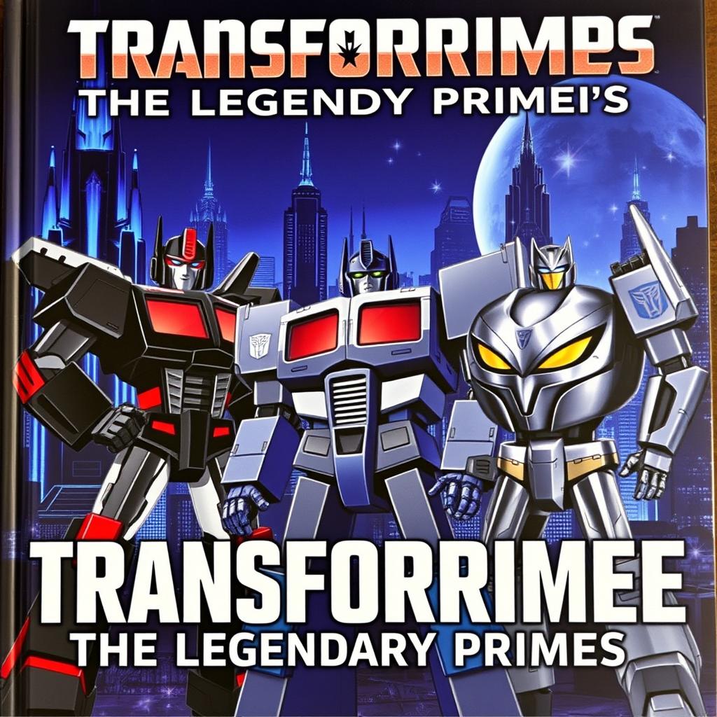 A cover titled 'Transforprime The Legendary Prime', set against the backdrop of the planet Cybertron with a metallic theme