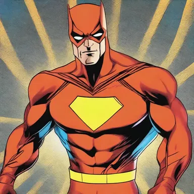 The superhero's costume in the comic book series was designed with an eye-catching acetate rayon material.
