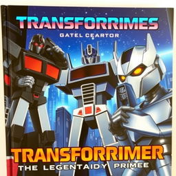 A cover titled 'Transforprime The Legendary Prime', set against the backdrop of the planet Cybertron with a metallic atmosphere