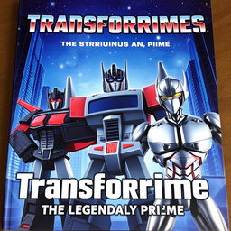 A cover titled 'Transforprime The Legendary Prime', set against the backdrop of the planet Cybertron with a metallic atmosphere