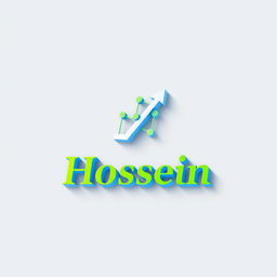 A 3D logo design featuring the name 'Hossein' elegantly displayed at the bottom