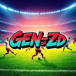 A vibrant and high-energy digital artwork depicting an intense football scene with players from EA Sports FC engaged in action on the field
