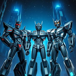 A stunning sci-fi scene set on the metallic planet Cybertron