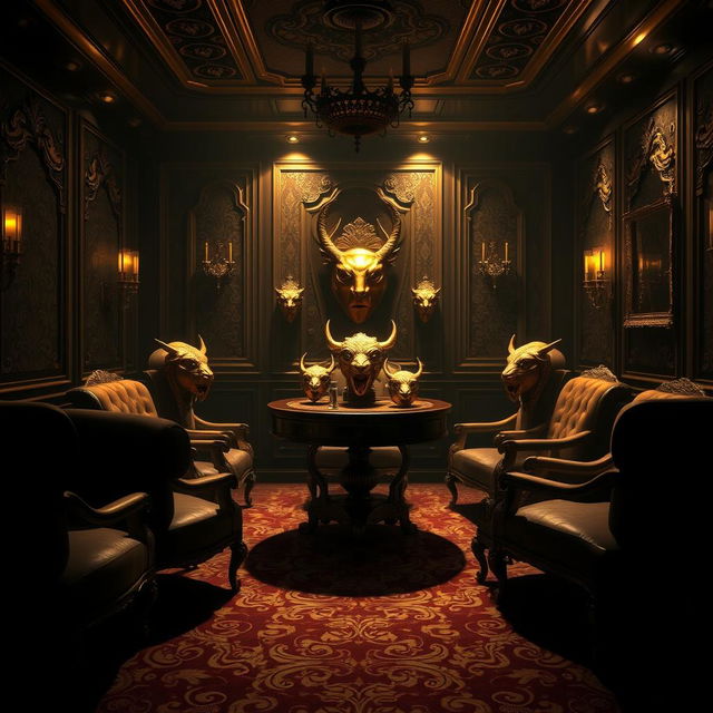 A luxurious VIP room from the Squid Game series, featuring lavish decor and opulent furnishings